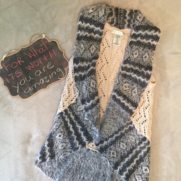 85-UR Worthy❤️~Boho Blue Cotton Vest - Picture 2 of 2